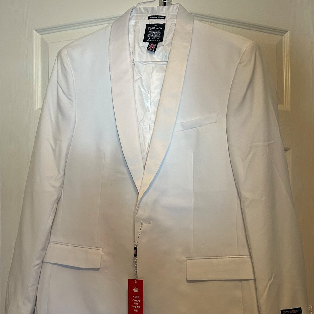 Savile Row Slim-Fit Tuxedo Jacket, White 42L